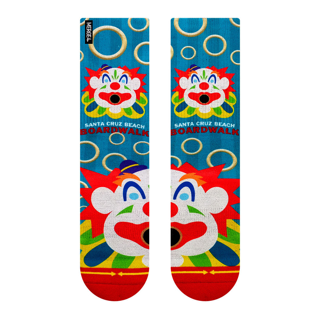 Boardwalk Carousel Clown MERGE4 Socks Front