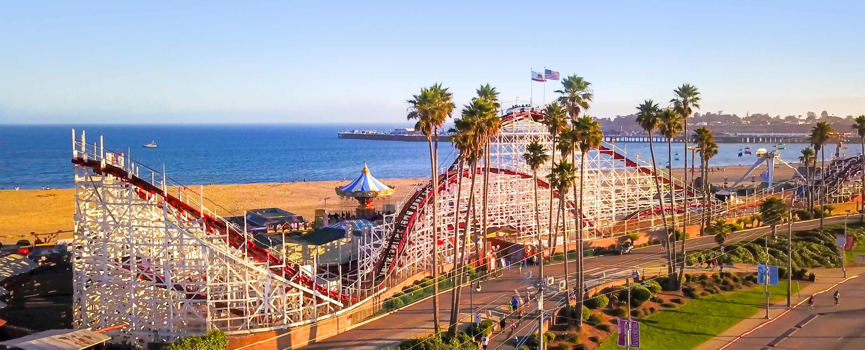 Historic GIant Dipper roller coaster with ocean view