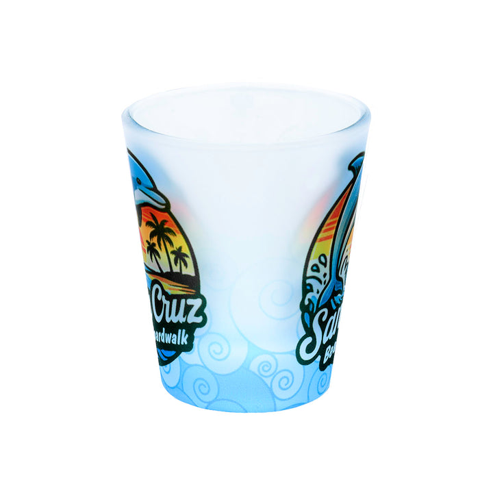 Boardwalk Dolphin Sunset Frosted Shot Glass