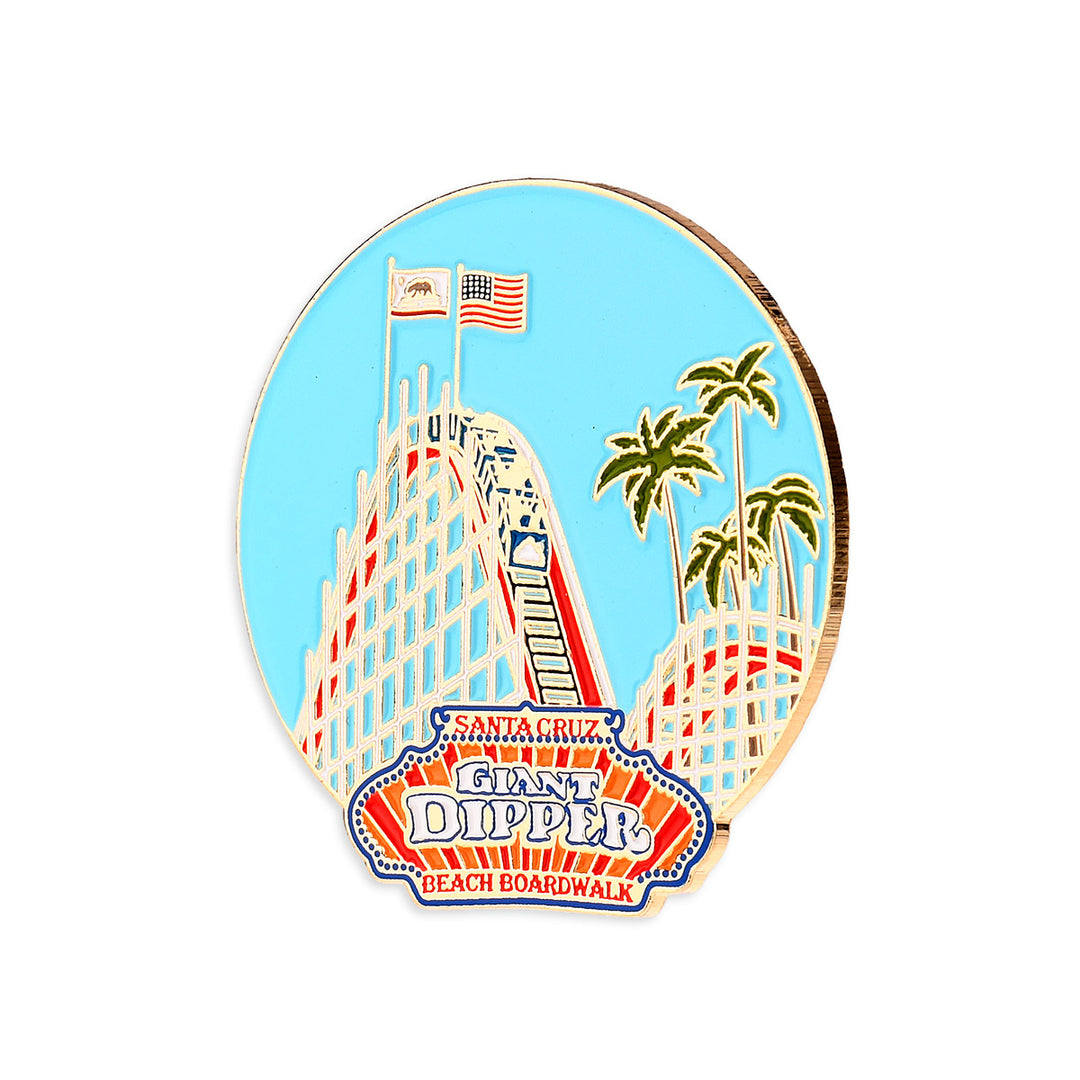 Boardwalk Enamel Pin Set: Giant Dipper, Cave Train, Carousel Clown