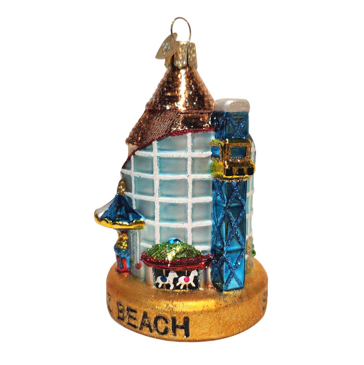 Santa Cruz Beach Boardwalk ornament showing Looff Carousel, Double Shot, Sea Swings
